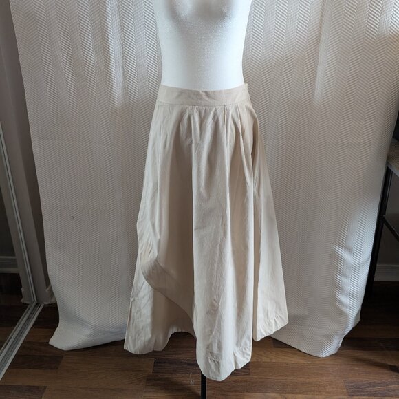 Zara Elegant Cotton Maxi Skirt Beige Flowy Summer Neutral Large Boho Minimalist - Picture 1 of 10
